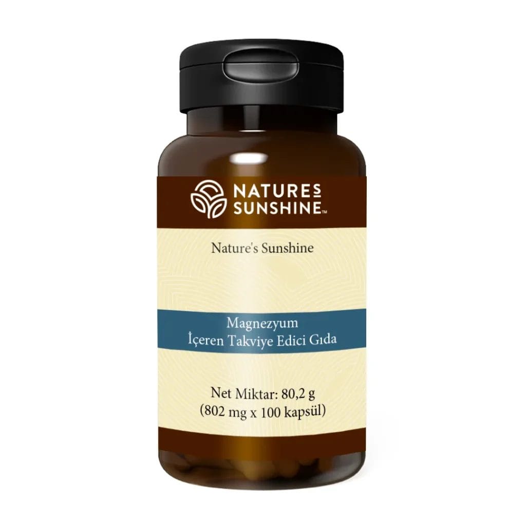 Kapsüllü kavanoz. Magnezyum İçeren Takviye Edici Gıda. Ürün kodu: 1859 Магний Хелат - Magnesium Complex NSP