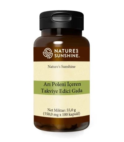 Kapsüllü kavanoz. Arı poleni (Bee Pollen) İçeren Takviye Edici Gıda. Ürün kodu: 70
