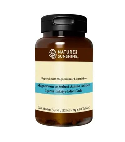 Kapsüllü kavanoz. Magnezyum ve Serbest Amino Asitler (Peptovit with L-Carnitine & Мagnesium) İçeren Takviye Edici Gıda. Ürün kodu: 3664