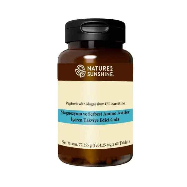 Kapsüllü kavanoz. Magnezyum ve Serbest Amino Asitler (Peptovit with L-Carnitine & Мagnesium) İçeren Takviye Edici Gıda. Ürün kodu: 3664